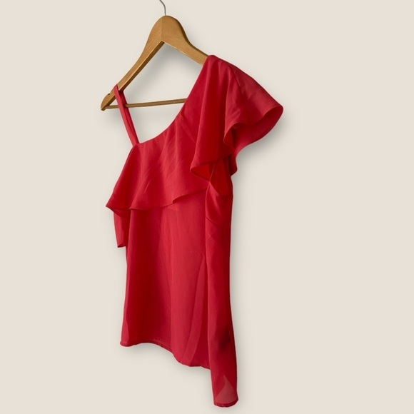 Suzy Shier Pink one Shoulder Ruffle Top - Picture 8 of 10